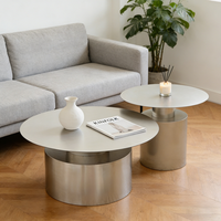 Table basse modulaire en acier inoxydable de style nordique moderne, table d'appoint de canapé en métal d'inspiration luxueuse, table basse ronde