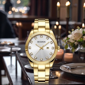 Montre en or vintage personnalisée avec diamants, acier inoxydable, étiquette privée, montre à quartz de luxe pour femmes, fournisseur - Product Image 4