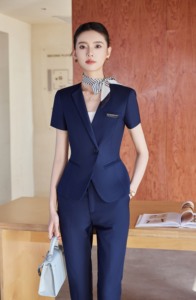 Traje de <span class=keywords><strong>Blazer</strong></span> de Manga Corta para Mujer, Uniforme de Trabajo para Recepcionista de Hotel, Traje Profesional de Verano Personalizado para Mujer - Product Image 6