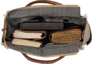 Bolso de Hombro de Lona Hecho a Mano al por Mayor para Mujer con Detalles de Cuero Premium, Bolso Tote Elegante para el Trabajo, Viajes y Compras - Product Image 5