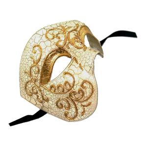 قناع تنكري فاخر لحفلة تخرج من فيلم (فانتوم), قناع تنكري فاخر لحفلة تخرج من الأوبرا باللون الذهبي بنصف الوجه بتصميم عتيق مناسب للحفلات التنكرية ، طراز Mardi Gras - Product Image 3