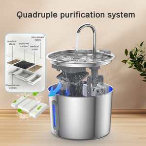 2 एल स्वचालित बिल्ली पानी का फव्वारा 304 स्टेनलेस स्टील पालतू पानी का फव्वारा कई निस्पंदन के साथ छोटे कुत्ते पानी का फव्वारा - Product Image 5