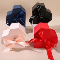 Boîtes à fleurs en forme de coeur en carton rose noir rouge bleu boîte de papier d'emballage cadeau de mariage saint valentin avec ruban