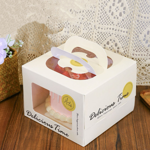 Caixas de Bolo Retangulares Personalizáveis e Recicláveis com Janelas Transparentes e Alças para Lanches, Piqueniques e Reuniões - Product Image 1