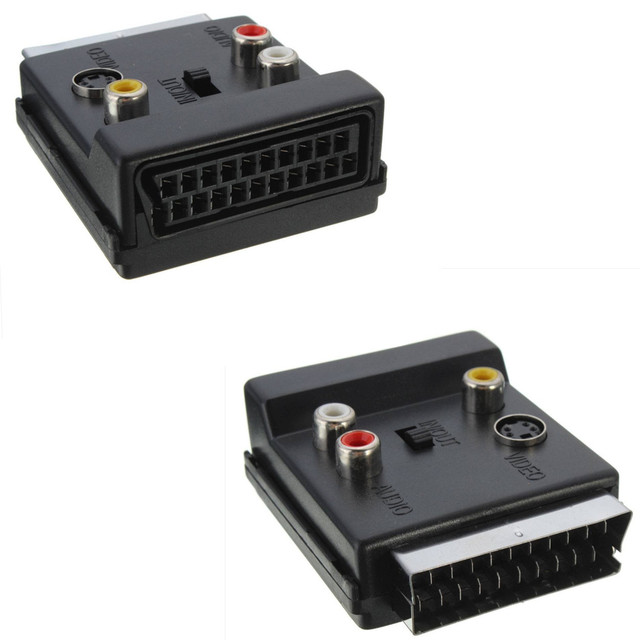 21-Pin Male to Female SCART Europlug to AV/RCA Connector Adapter with Switch Model YR-SC-9