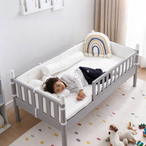 3-in-1 Convertible Grey Solid Wood Loft <b>Bed</b> Space-Saving Kids Bedroom Furniture with Safety Guardrails - Product Image 3
