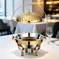 Chauffe-plat FLEY avec support surélevé, réchaud à alcool et couvercle décoratif en dôme pour les tables de restauration