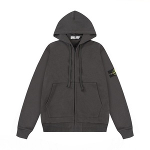 <span class=keywords><strong>Sudadera</strong></span> con capucha de algodón puro con cremallera y letras, estilo americano de alta gama, moda urbana transfronteriza, de manga corta, tipo cárdigan. - Product Image 5
