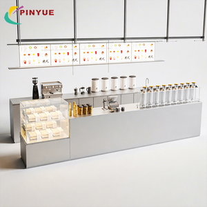 เคาน์เตอร์<span class=keywords><strong>ร้าน</strong></span>กาแฟสแตนเลสแบบครบวงจรพร้อมตู้โชว์กระจกด้านหลัง สถานี POS สำหรับ<span class=keywords><strong>สั่ง</strong></span>และรับสินค้า - Product Image 1