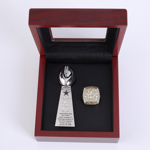 Anillos de Campeonato de los <span class=keywords><strong>Dallas</strong></span> Cowboys de la <span class=keywords><strong>NFL</strong></span>, Juego de 5 Anillos con Incrustaciones de Oro de 18K, Estilo de Anillo de Compromiso y Boda, con Logotipo de Trofeo - Product Image 4
