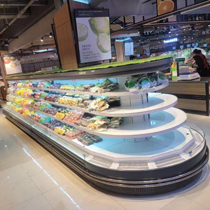 <span class=keywords><strong>Réfrigérateur</strong></span> de présentation multi-étagères semi-vertical rond à grande capacité pour supermarchés commerciaux, avec refroidissement par ventilateur pour légumes et fruits - Product Image 6