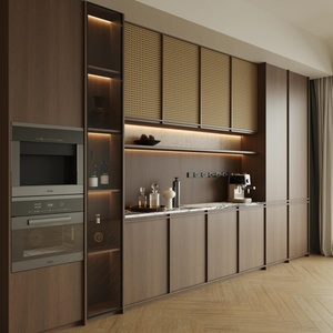 Muebles de Salón Modernos de Madera Maciza Integrados, Mueble de Comedor y Cocina con Almacenamiento para Vino, Diseño Minimalista - Product Image 2