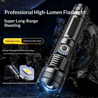 Lampe torche LED à zoom 1000+ lumens IP65 en alliage d'aluminium, lampe de travail portative pour le camping, mise au point réglable, rechargeable par USB
