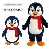 Kostum Maskot Penguin Kustom Grosir Bahan Plush PP Cotton Seluruh Badan, Setelan Karakter OEM ODM, Fursuit Burung Kartun untuk Acara Ulang Tahun