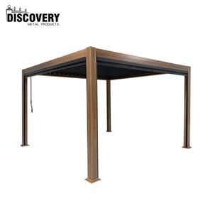 Pergola de jardin en métal avec toit rétractable motorisé, capteur de pluie et <span class=keywords><strong>rideau</strong></span> latéral - Product Image 4