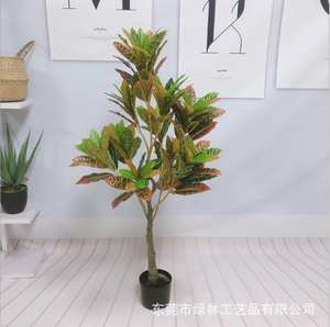 Hojas de Planta Artificial de Croton <span class=keywords><strong>Codiaeum</strong></span> Variegatum de Plástico PU Ecológico JingRui de Alta Calidad, Árbol al por Mayor de 60-180 cm para el Hogar - Product Image 5