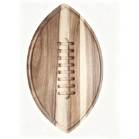 Planche à découper en bois d'acacia en forme de ballon de football, plateau de service pour charcuterie de 16 x 9,5 pouces pour les fêtes, les sorties en plein air et la maison