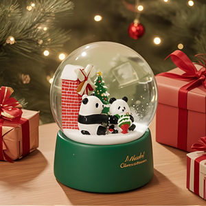 Su misura 100mm di natale globo di neve-<span class=keywords><strong>Panda</strong></span> festivo e albero in resina scultura, regalo di alta qualità per le vacanze con neve vorticosa - Product Image 2