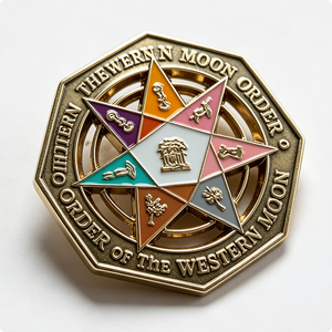 Western Moon Eight-Pointed <b>Star</b> Cross <b>Design</b> Hard Enamel for with Other Plating Customizable Metal Badge for Christmas - Product Image 2