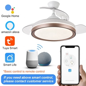 Quạt trần hiện đại cỡ lớn tích hợp đèn LED và điều khiển từ xa, quạt trần có đèn cho phòng khách, quạt 4 cánh có đèn - Product Image 3