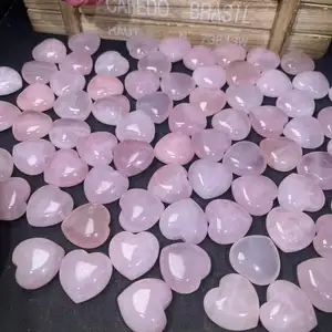 Pedras de cura por atacado cristal lindo coração de quartzo rosa escuro polido para decoração