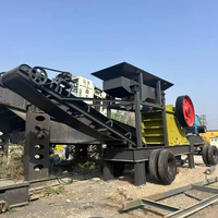 Concasseur à mâchoires mobile primaire HONGSHENG d'occasion 600*900 avec moteur AC, boîte de vitesses, engrenages, capacité max. 10t/h pour le concassage de minerai, garantie 1 an, certifié