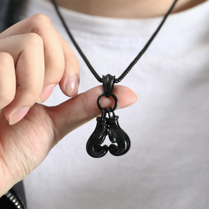 Gants de boxe et de fitness en acier inoxydable avec pendentif, collier en or 18 ct plaqué sur mesure, collier pour <span class=keywords><strong>homme</strong></span> élé<span class=keywords><strong>gant</strong></span> punk hip hop - Product Image 3