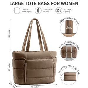 Women Puffer Tote <strong>Bag</strong> Lightweight Puffy Work Handbag <strong>Teacher</strong> Nurse Quilted Shoulder <strong>Bag</strong> - Product Image 3