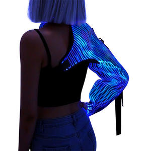 Collier long à une épaule lumineux en fibre optique LED, style <span class=keywords><strong>steampunk</strong></span> unisexe noir pour festival cosplay - Product Image 5