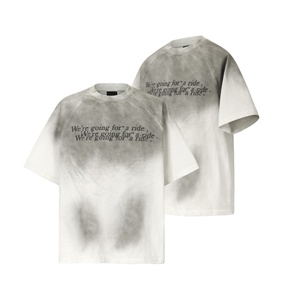 Summer New Post-Apocalyptic <b>Style</b> Street Brand Washed Ink-<b>Spray</b> Dirty Dye 100% Cotton Print Short-Sleeve Men's T-Shirt - Product Image 5