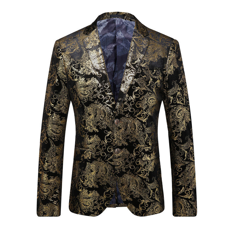 Vestido festa terno Floral jaqueta masculina entalhado lapela Slim Fit dois  botão Blazer elegante