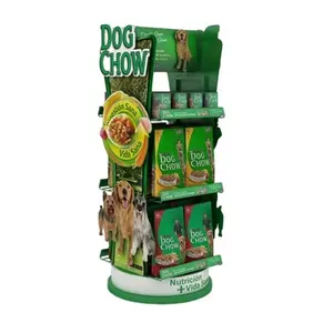 Suporte de exposição giratório para comida de cachorro/suporte de chão personalizado para comida peg/suporte giratório de fio de aço