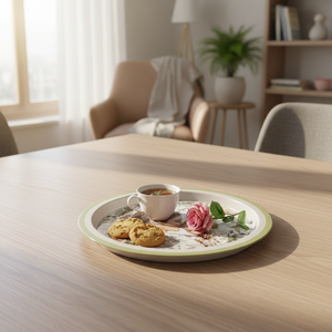 Kontensan EE163FR - Plateau ovale élégant en métal de 370 mm - Amour éternel de la mère - Plateau de service écologique - Décoration de la maison - Product Image 3