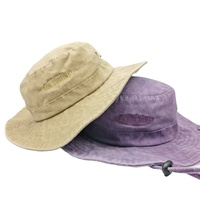 Sombrero de pescador de Vaquero de algodón vintage de gran tamaño OEM con cuerda de ala ancha gorra de caza de Safari Boonie personalizada para pescar