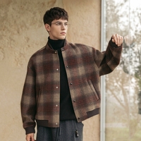 Veste matelassée à carreaux pour homme, coupe-vent, fermeture éclair, style bomber, vêtement d'extérieur décontracté pour l'hiver