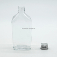 Bouteille en verre carrée plate de 300 ml pour café chaud ou froid, jus, liqueur, avec bouchon en aluminium, récipient à boisson réutilisable