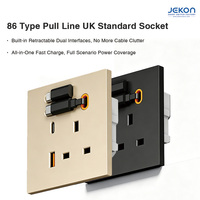 Prise murale rétractable de type 86, norme britannique, avec ports Lightning et Type C intégrés pour une charge rapide, prise de courant multicolores