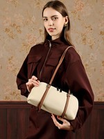 Tas Tote Wanita Kulit Sapi Asli Sederhana Terbaru 2026, Tas Selempang Bahu Warna Solid dengan Ritsleting