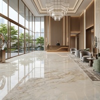 Dalle de marbre naturel Calacatta Gold poli, étanche, de fabrication européenne, sur mesure pour les comptoirs de hall d'hôtel et de réception de villa