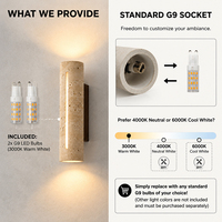 Lámpara de Pared Moderna de Travertino Natural, LED, para Interiores, Base de Madera, G9, Estilo Wabi Sabi, para Mesita de Noche, Hotel, Luz Cálida 3000K