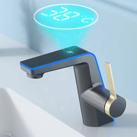Mitigeur d'eau froide et chaude Éclairage LED Affichage numérique de la température Robinet de lavabo de salle de bain intellige