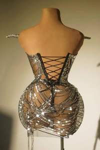 MF เสื้อผ้าแฟชั่นของผู้หญิงชุดครอปท็อปประดับเลื่อมพู่กระโปรงเวทีแพลตฟอร์มสำหรับการแสดงดนตรีชุดเต้นรำผู้ใหญ่โพลีเอสเตอร์ - Product Image 4