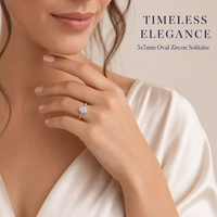 Cincin Cubic Zirconia Perak Sterling 925 Potongan Oval 5x7mm CZ Halo Pave Band Solitaire Cincin Pengantin Wanita