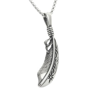 Feather Pendant <b>Titanium</b> Steel Men's Punk Retro Themed Charm Gift Jewelry - Product Image 5