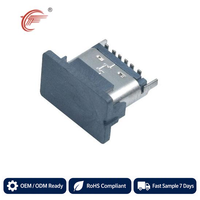 Connecteur USB Type-C femelle 6 broches personnalisé en usine, prise SMT verticale 3A en cuivre et acier inoxydable Type-C avec emballage sur bobine