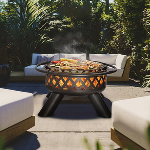 Foyer en fer carré moderne pour les patios extérieurs, ajout élégant aux rassemblements de jardin offrant une chaleur confortable à l'extérieur - Product Image 1