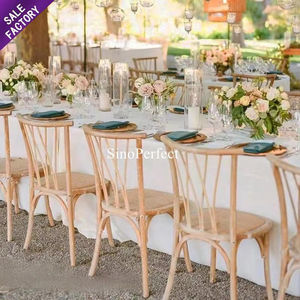 Chaises à dossier croisé en bois avec siège en rotin, prix raisonnable, pour mariage, réception, événements - Product Image 3