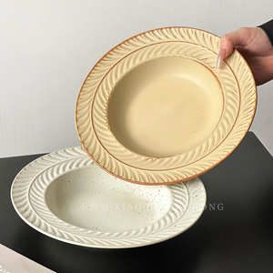 Piatto in Paglia di Grano a Forma di Cappello, Stile Giapponese, per <span class=keywords><strong>Pasta</strong></span> e Bistecche, 9 Pollici, Smaltato a Forno, 6 Colori, per Hotel e Casa, Vendita all'Ingrosso - Product Image 4