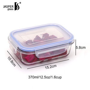กล่องเก็บอาหารแก้วทรงสี่เหลี่ยมผืนผ้า JASPER 370 มล. ทำจากแก้วบอโรซิลิเกต กล่องเก็บอาหารแบบใสพร้อมฝาปิด ขายส่ง - Product Image 2