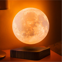 Vente flash 360 °   Lampe lunaire 3D Jupiter en lévitation, contrôle tactile, intensité réglable, base en bois, décoration créative pour la maison, cadeau, veilleuse
